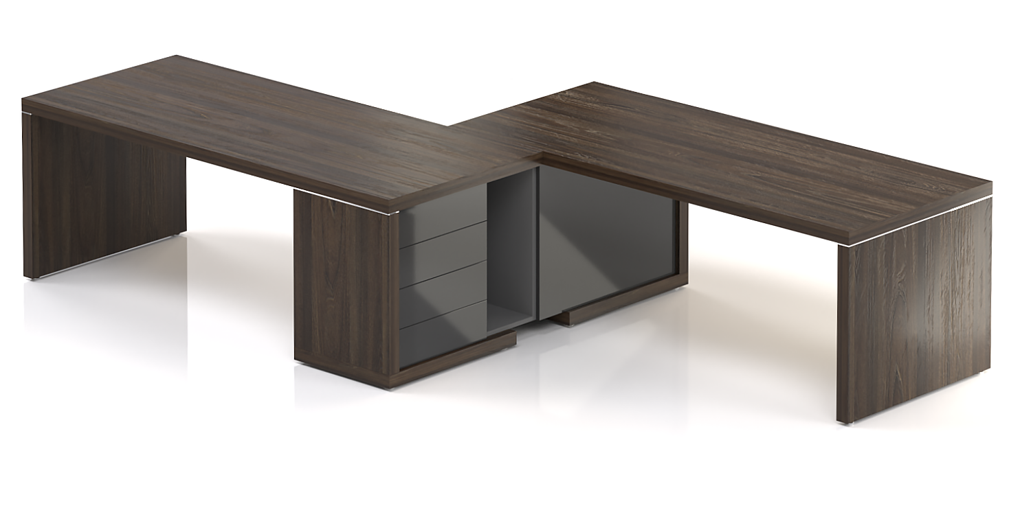 Manažérska súprava stolov s komodou SOLID Z10, voliteľná dĺžka oboch stolov